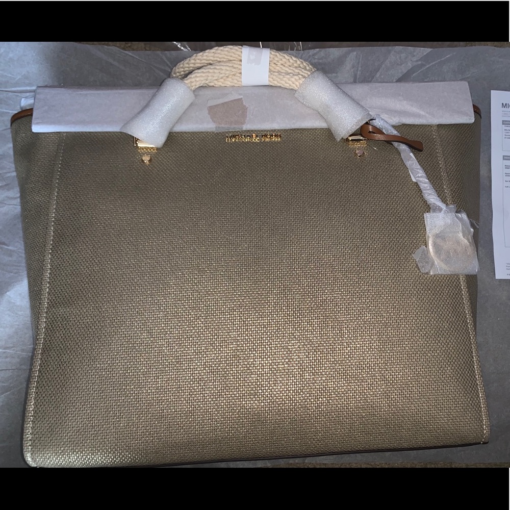 NWT large metallic gold shoulder bag